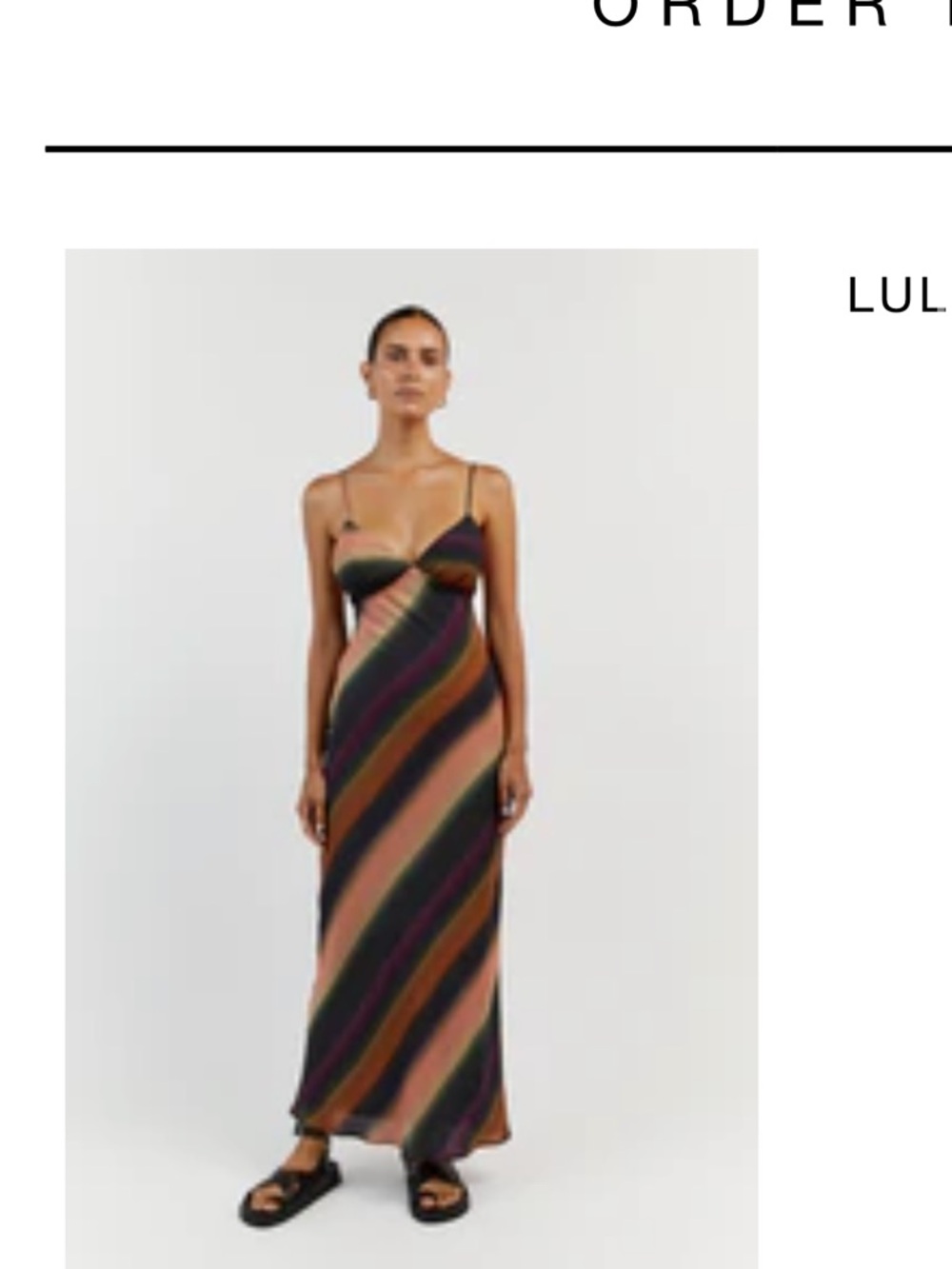 DISSH Multi-Stripe Maxi Slip Dress in Black, Green, Peach, Burgundy